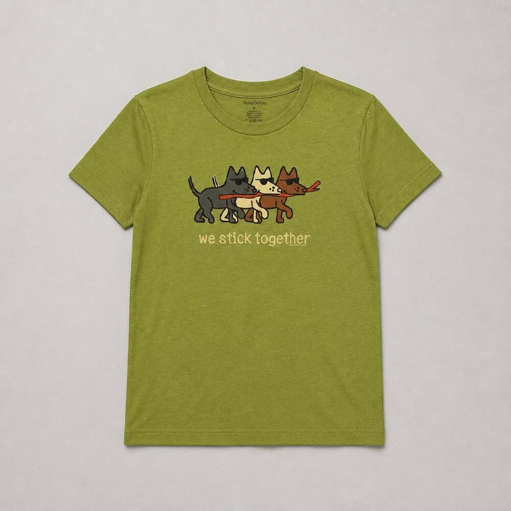 Teddy the Dog We Stick Together Graphic T-Shirt Green Size M